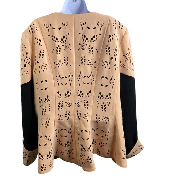 G.M.I Woman‎ Full Zip Brown Black Eyelet Long Sleeve Maximalist Flowy Size 16W - Picture 11 of 11